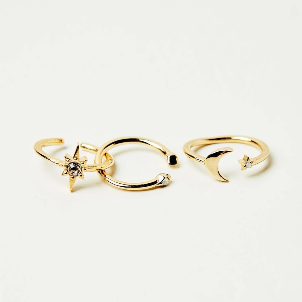 Gold Star and Moon Ring Set